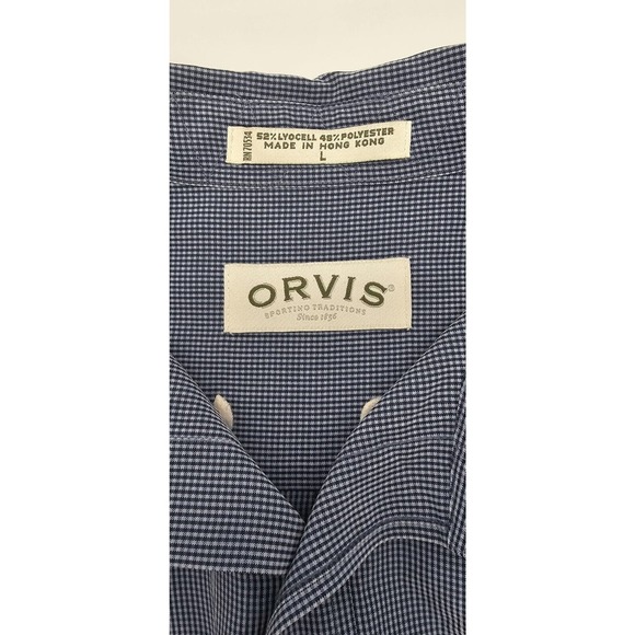 Orvis Mens long sleeve button down Pocket Blue Micro Checkered Large - Picture 4 of 8